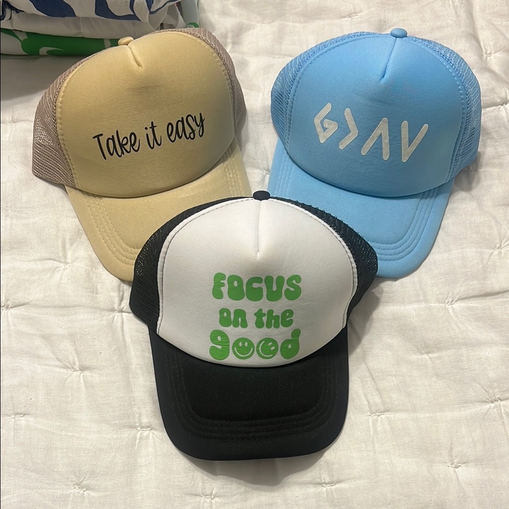 Trucker Hat Set - Blue, Black, Tan